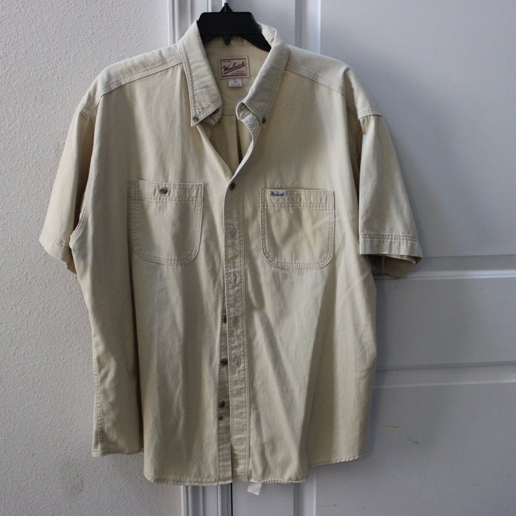 Woolrich Shirt Men Xxl Short Sleeve Pockets Button Up Brown